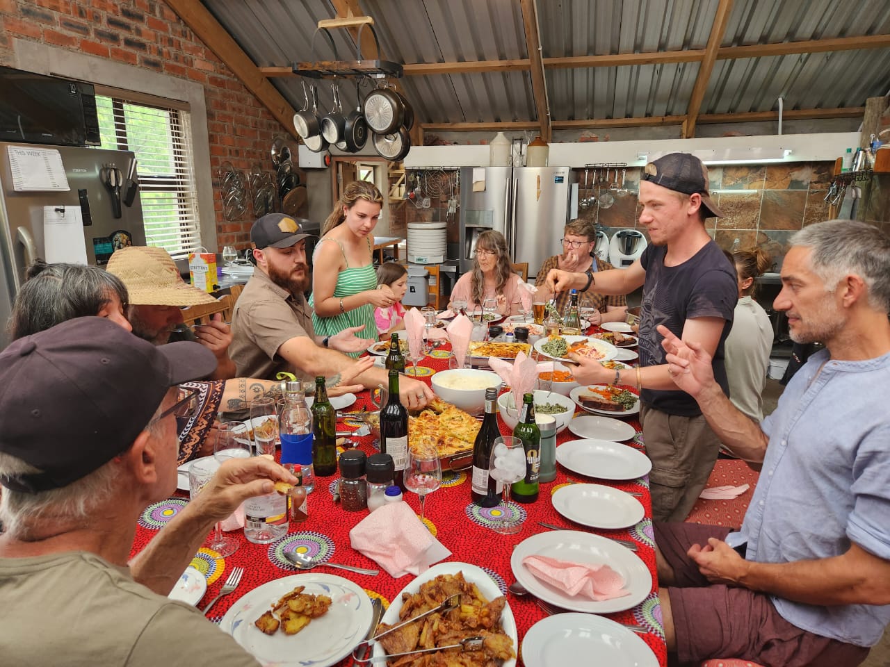 Farm-style dinner table